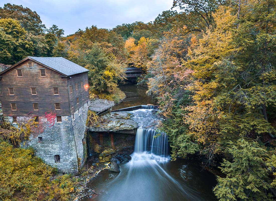 Barnesville, OH - Water Mill in the Woods During Fall